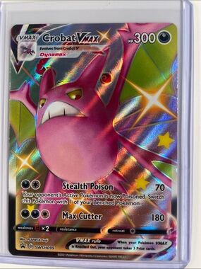 Pokemon Crobat VMAX Holo Card - Pink & Green